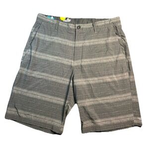 Volcom Frickin V4S Shorts Mens 36 Gray Striped Hybrid Chino Surf Skate Stretch